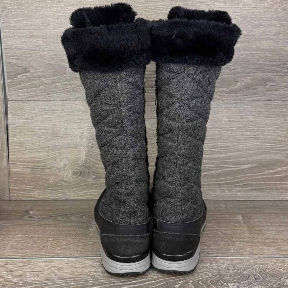 Salomon Hime Women's Sz 10 Warm Waterproof Tall Quilted Dark Gray Black Boots